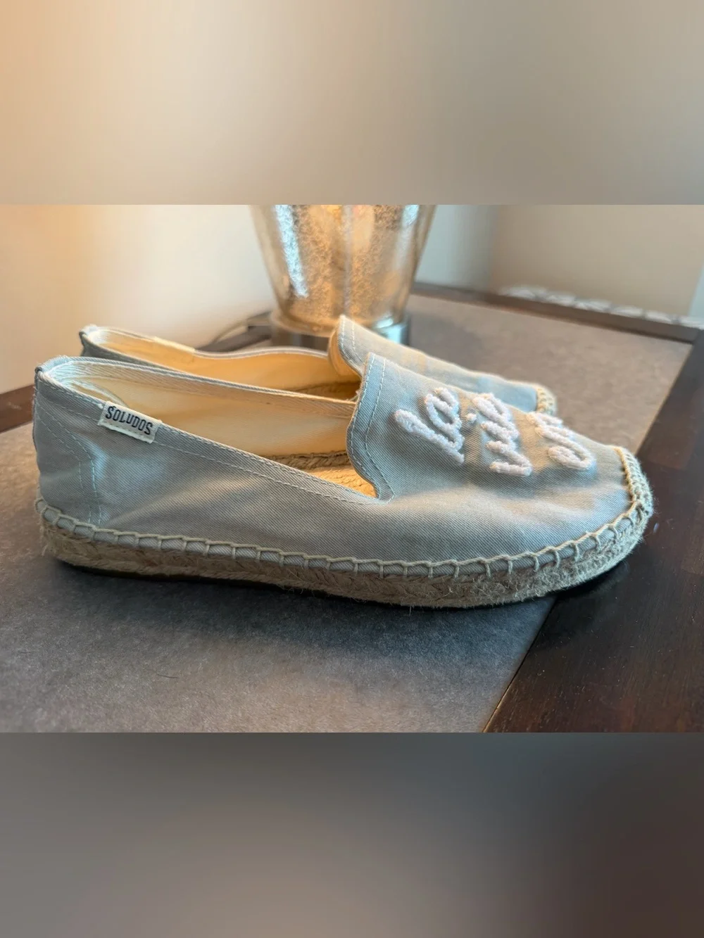 Soludos Light Blue Embroidered Rose Espadrilles